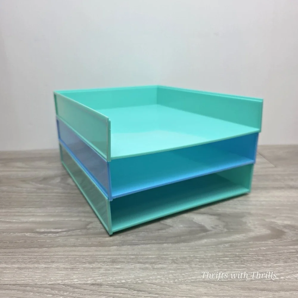 Set Of 3 Stacked‎ Desk Set, Aqua Letter Trays - Stay Organized 2026!